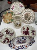 A selection of 19th + 20th century plates etc including Burleigh & Hastings saucepan