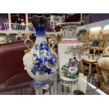 A Chinese vase & A Victorian gilded blue & white vase