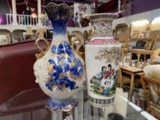 A Chinese vase & A Victorian gilded blue & white vase