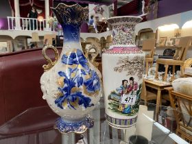 A Chinese vase & A Victorian gilded blue & white vase