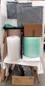 A good collection of packing materials including bubble wrap, corrugated card, tissue paper &