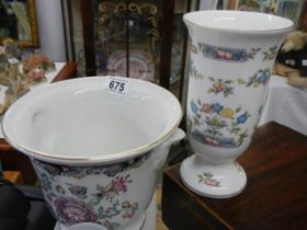 A Royal Winton planter and a ceramic vase.