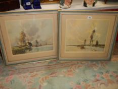 A pair of framed and glazed rural scene watercolours signed A Jacob. COLLECT ONLY.