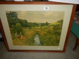 A framed and glazed rural scene watercolour, COLLECT ONLY.