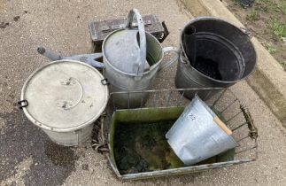 A quantity of metal buckets & watering cans etc