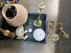 a boxed lot of light fittings and lamps
