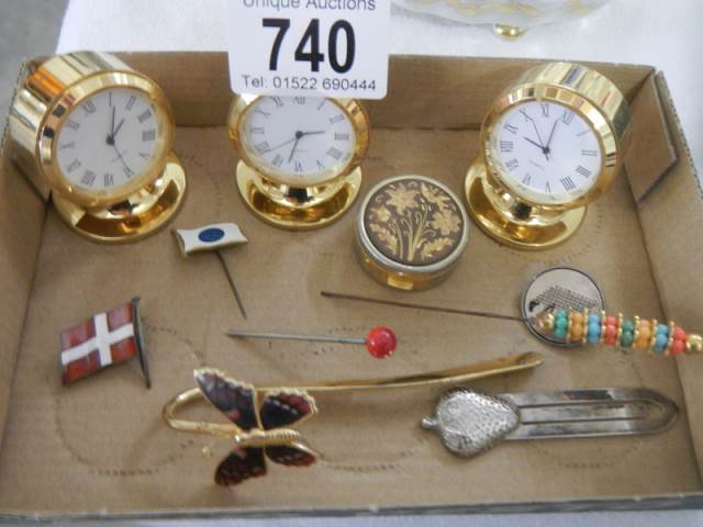 A mixed lot including clocks, hat pins etc., - Image 3 of 3