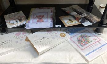 A Good lot of new cross stitch kits 2 packs of embroidery threads kits etc