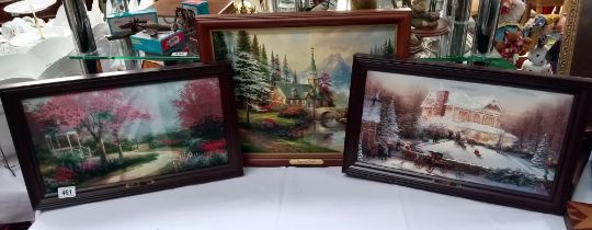 3 Bradford exchange illuminated canvas prints by Thomas Kinkade