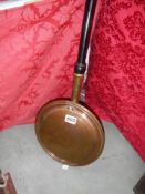 A Victorian copper warming pan, COLLECT ONLY.