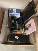 A box of stationary items