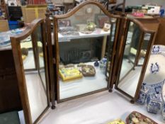 A 3 Fold dressing table mirror some silvering A top missing from right hand ferul
