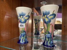 A pair of Iris Tupton ware hand painted vases height 20cm