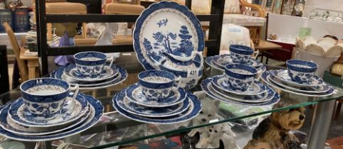 A 28 piece Booths old willow blue & white tea set