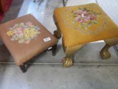 Two tapestry foot stools. COLLECT ONLY.
