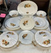 A part dinner set yellow roses English bone china 23 pieces