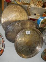 Three silver plate trays.