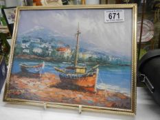 A signed oil painting coastal scene, COLLECT ONLY.