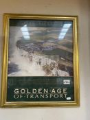 A gilt framed & glazed 'Golden age of transport' Biplane poster (Garry Cartwright) 48cm x 58cm
