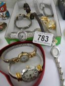 A mixed lot of ladies wrist watches.