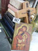 A quantity of old bibles, a crucifix etc.,