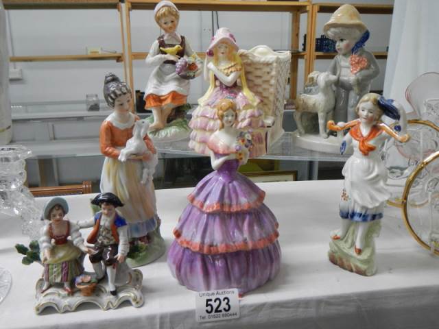 Seven various porcelain figures.