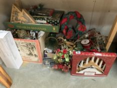 A collection of Christmas decorations etc