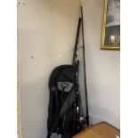 2 Shakespeare fishing rods, Shakespeare carry case & Amazonian & Ninja 4012A fishing reels