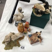 A Harmony Kingdom boxed figure, Border fine art puppy tales, Country artists, Cygnet waddling etc