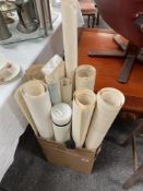A quantity of 20th century maps (Mostly ordnance surveys of lincoln) & A map carry tube