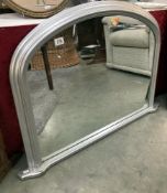 A Silver painted over mantle mirror 103 x 71cm
