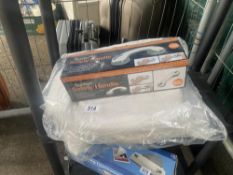 A safety suction handle & 2 new, white chrome shower seats