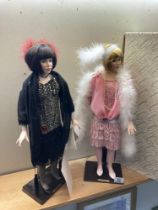 Two boxed limited edition Alberon porcelain 'Flapper' dolls. COLLECT ONLY.