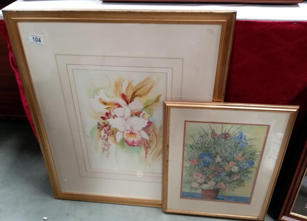 2 Framed & glazed watercolours depicting floral studies. COLLECT ONLY