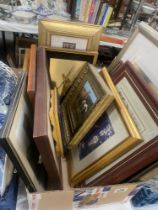 A box of framed & glazed pictures