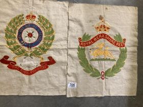 2 embroidery panels, military subjects & Bers Reg