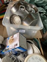 A quantity of kitchen pans etc