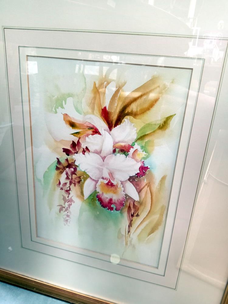 2 Framed & glazed watercolours depicting floral studies. COLLECT ONLY - Image 2 of 3