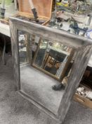A silver painted frame mirror 65 x 85cm