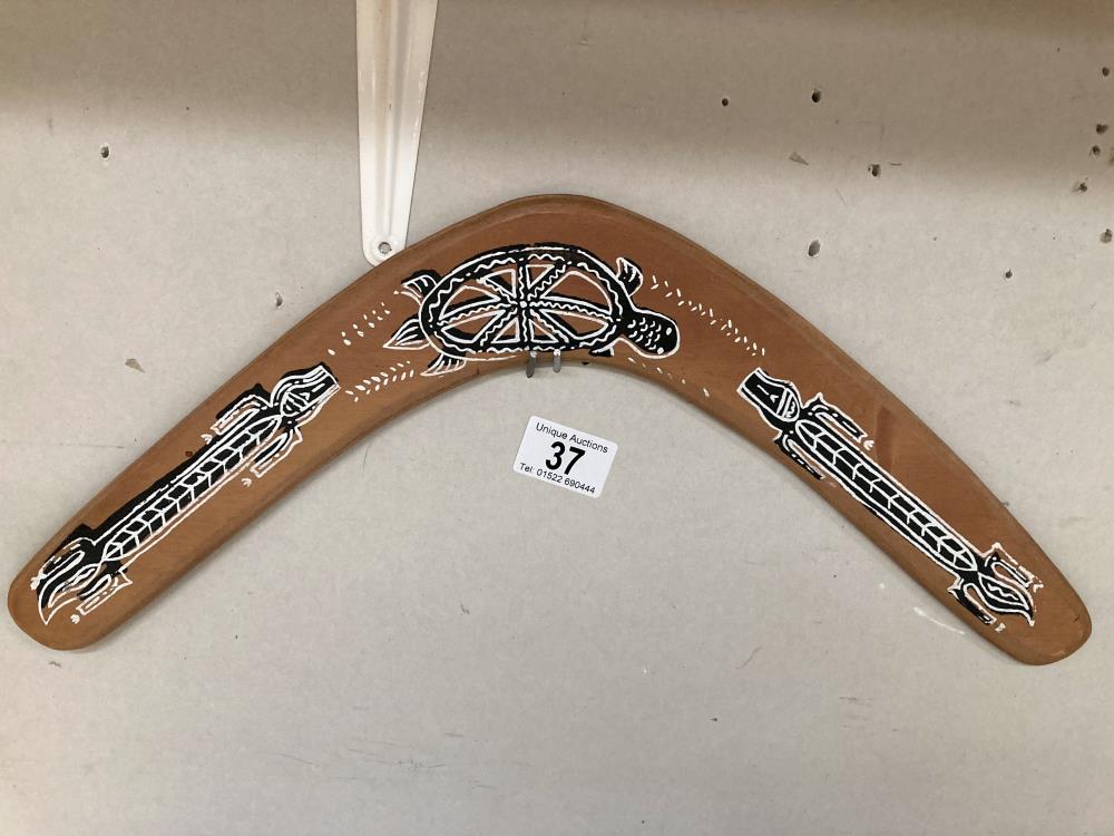A boomerang with aboriginal design