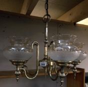 A 5 Arm clear glass shaded ceiling light