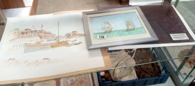 A quantity of watercolours of sailing ships