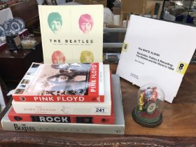 The Beatles Lonely Hearts club figures under dome & A quantity of Beatles books etc