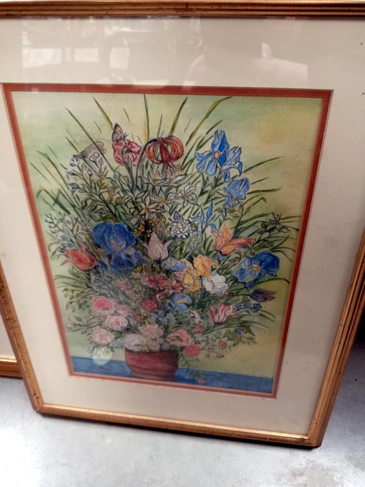 2 Framed & glazed watercolours depicting floral studies. COLLECT ONLY - Image 3 of 3