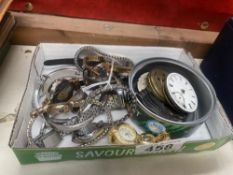 A tray of wrist watches & pocket watch parts