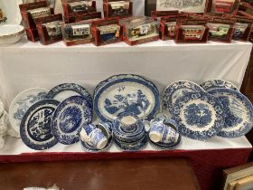 A good lot of blue & white dinnerware etc