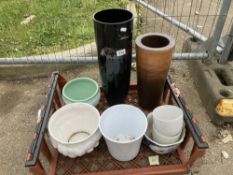 A tray of plant pots etc