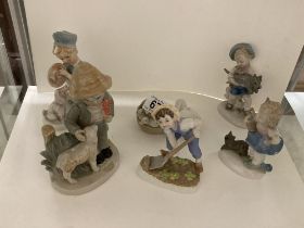 Six Lladro style figures.