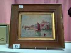 A framed oil on canvas Whitby scene E.Stork 1936
