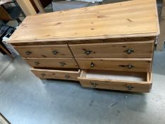 A pine low chest of 6 drawers with metal handles COLLECT ONLY